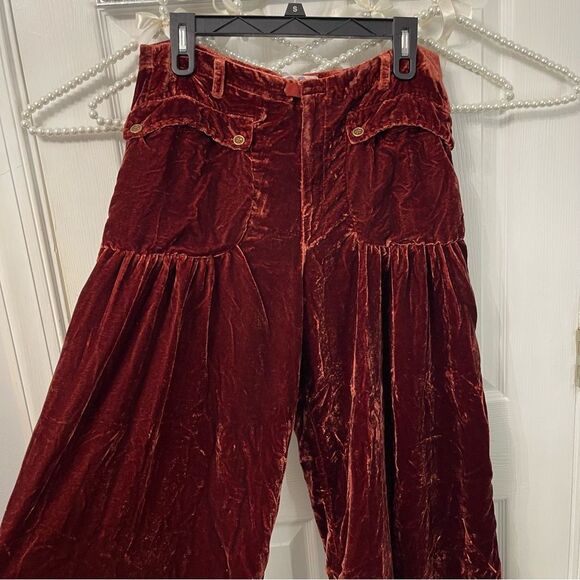 NEW Free People Lotus Velvet Pant in Garnet - Picture 4 of 16